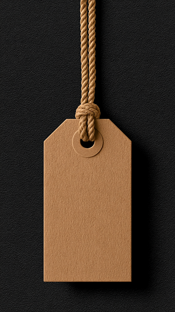 Minimalist Kraft Paper Hang Tag on Black Background