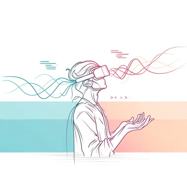 Minimalist Line Illustration of a Programmer with Music and Code Minimalist Line Illustration of a Programmer with Music and Code