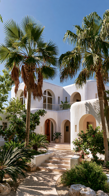 Minimalist Mediterranean Villa with Lush Garden
