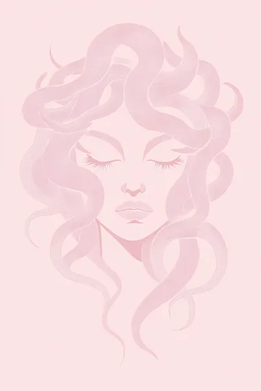 Minimalist Medusa Silhouette with Snake Hair in Abstract Greek Art Minimalist Medusa Silhouette with Snake Hair in Abstract Greek Art