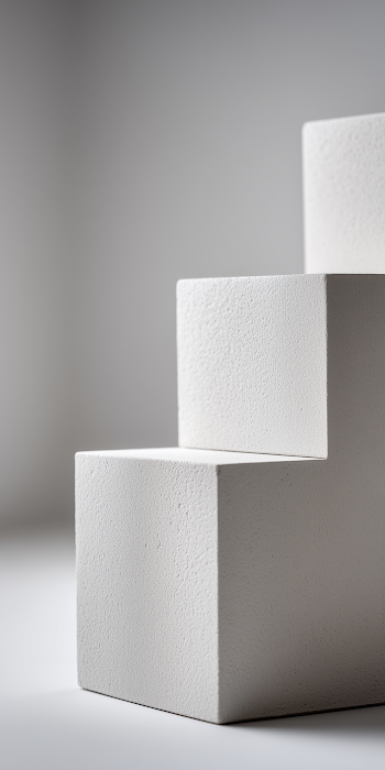 Minimalist Micro-Cement Cubes in Elegant Studio Setting