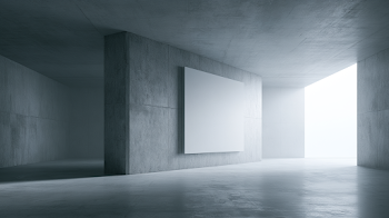 Minimalist Modern Concrete Room with Large Canvas