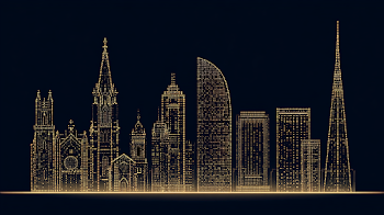 Minimalist Nighttime City Skyline Illustration