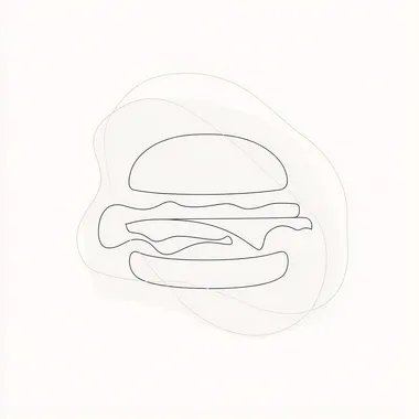 Minimalist One-Line Drawing of a Cheeseburger Minimalist One-Line Drawing of a Cheeseburger