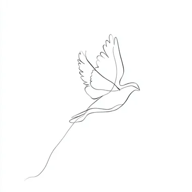 Minimalist One-Line Drawing of a Dove in Flight Minimalist One-Line Drawing of a Dove in Flight