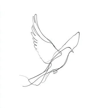 Minimalist One-Line Drawing of a Flying Dove Minimalist One-Line Drawing of a Flying Dove