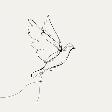 Minimalist One-Line Drawing of a Flying Dove Minimalist One-Line Drawing of a Flying Dove