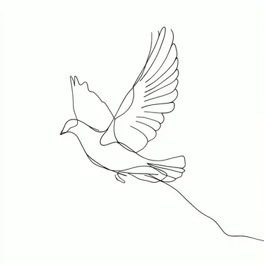 Minimalist One-Line Drawing of a Flying Dove Minimalist One-Line Drawing of a Flying Dove