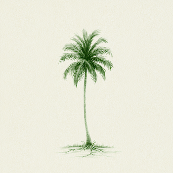 Minimalist Palm Tree with Roots