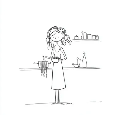 Minimalist Pasta Cooking Illustration Minimalist Pasta Cooking Illustration