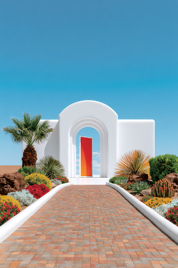 Minimalist Pathway to a Vibrant Doorway