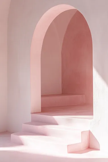 Minimalist Pink Archway with Soft Lighting Minimalist Pink Archway with Soft Lighting