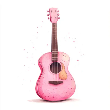 Minimalist Pink Glitter Acoustic Guitar Illustration Minimalist Pink Glitter Acoustic Guitar Illustration