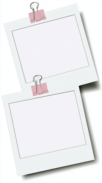 Minimalist Polaroid Photo Frames with Pink Binder Clips