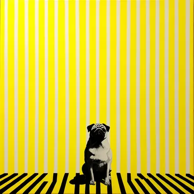 Minimalist Pug on Striped Canvas Minimalist Pug on Striped Canvas