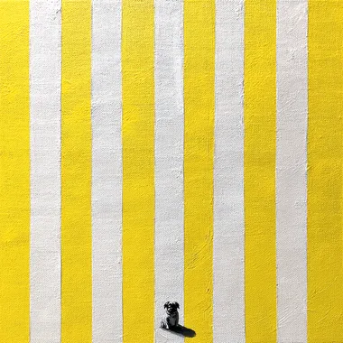 Minimalist Pug on Striped Canvas Minimalist Pug on Striped Canvas