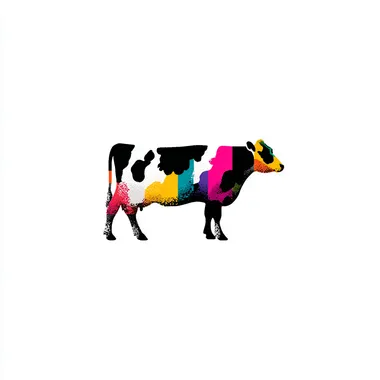Minimalist Rainbow Cow Illustration Minimalist Rainbow Cow Illustration