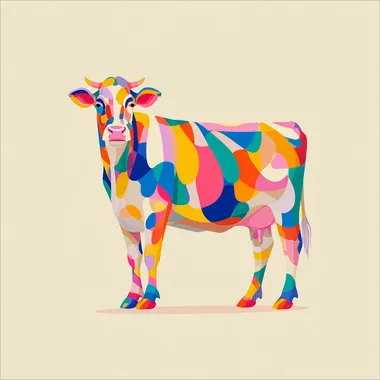 Minimalist Rainbow Cow Illustration Minimalist Rainbow Cow Illustration