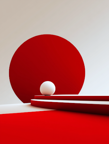 Minimalist Red and White Abstract Composition