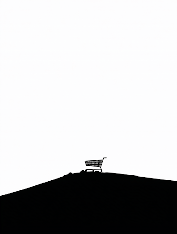 Minimalist Shopping Cart on a Hill