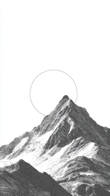 Minimalist Sketch of a Mountain with Circular Horizon Minimalist Sketch of a Mountain with Circular Horizon