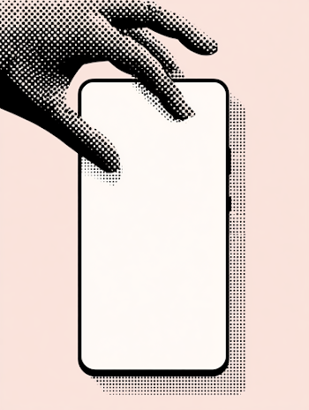 Minimalist Smartphone Illustration with Hand Silhouette