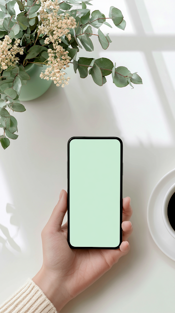 Minimalist Smartphone on White Tabletop