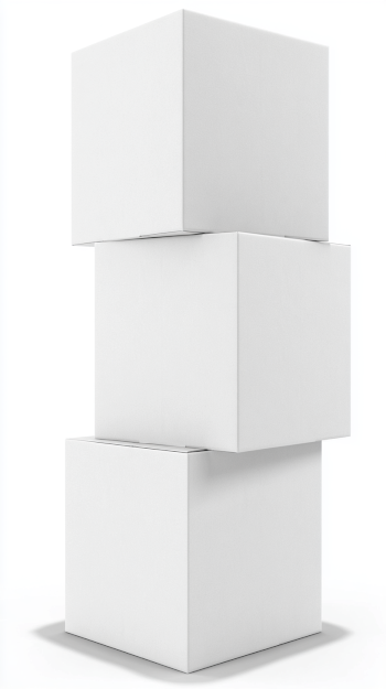 Minimalist Stacked White Cubes