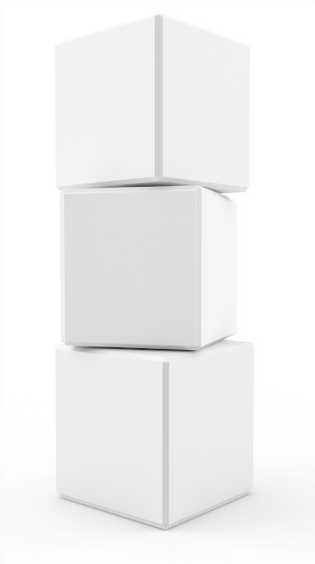 Minimalist Stacked White Cubes on White Background