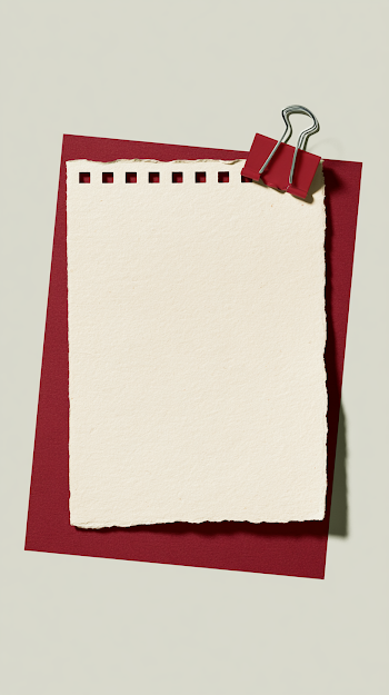 Minimalist Still Life with Torn Notebook Page and Red Clip