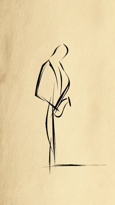 Minimalist Street Musician Playing Saxophone in Paris