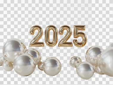 minimalist-style white background, 3D gold tone number "2025