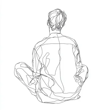 Minimalist Vector Line Drawing of a Seated Person