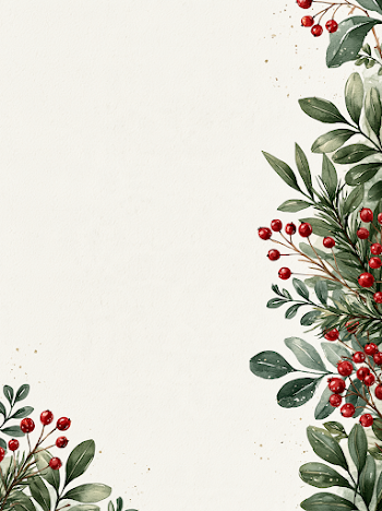 Minimalist Vintage Christmas Herbarium Background