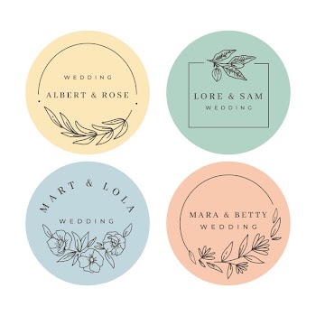 Minimalist wedding monograms in pastel colors set Free Vector