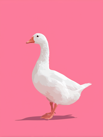 Minimalist White Goose on Pink Background