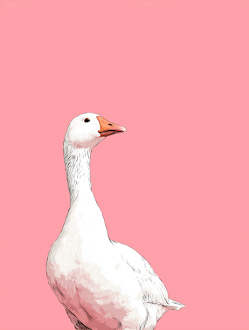 Minimalist White Goose on Pink Background