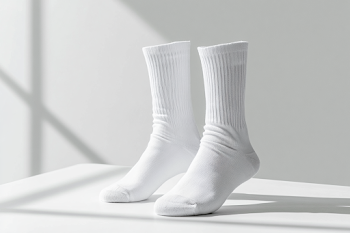 Minimalist White Ribbed Crew Socks on Clean Surface