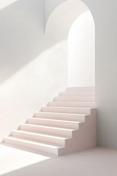 Minimalist White Staircase with Positive Aura Minimalist White Staircase with Positive Aura