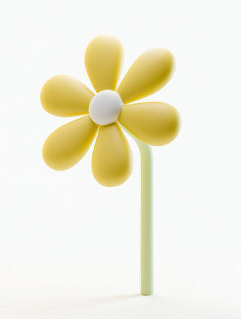 Minimalist Yellow Flower 3D Render