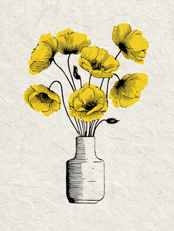 Minimalist Yellow Poppy Bouquet in Vase