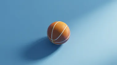 Minimalistic 3D Basketball Render on Blue Background Minimalistic 3D Basketball Render on Blue Background