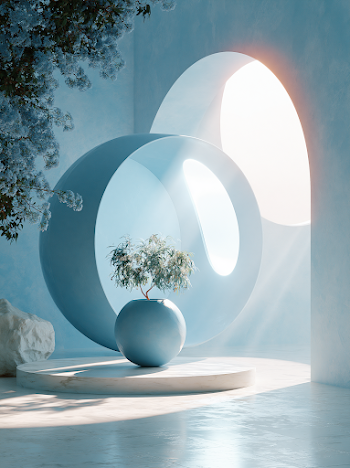 Minimalistic Architectural Object in Serene Blue
