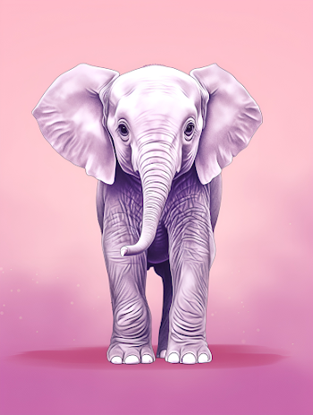 minimalistic cartoon version of a cute baby elephant