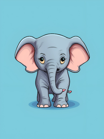 minimalistic cartoon version of a cute baby elephant