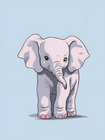 minimalistic cartoon version of a cute baby elephant