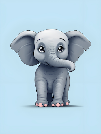 minimalistic cartoon version of a cute baby elephant