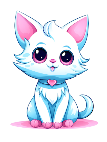 minimalistic cartoon version of a cute kitten