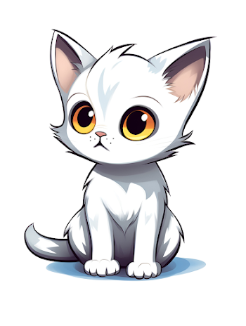 minimalistic cartoon version of a cute kitten