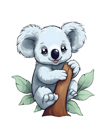 minimalistic cartoon version of a cute koala